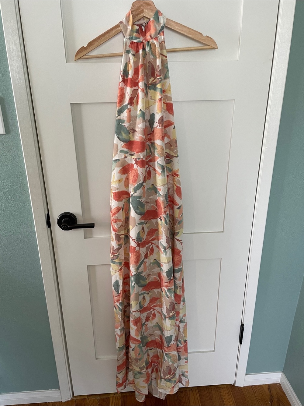 Floral Watercolor Halter Maxi Dress - Multicolor